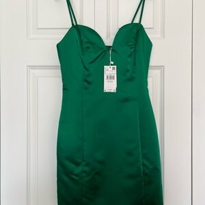 Mango Strappy Green Mini Dress